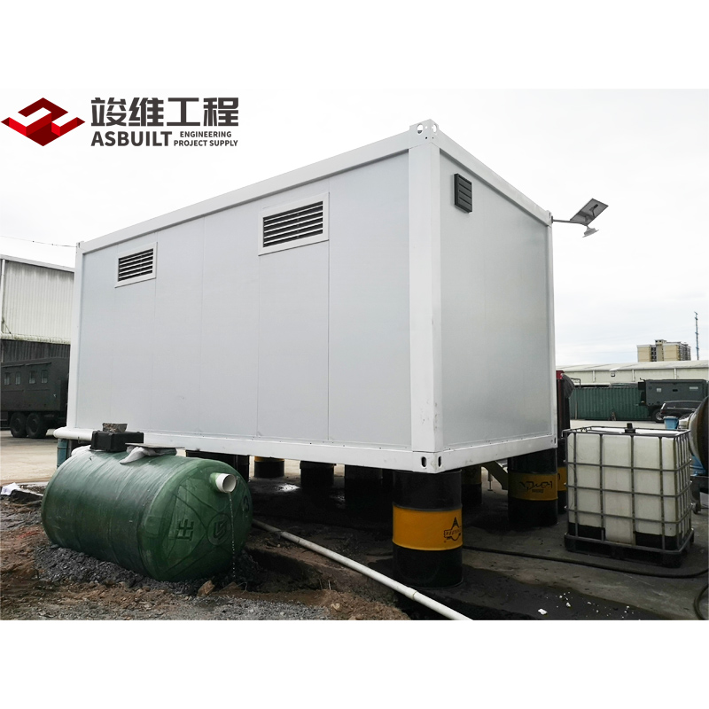 Flatpack Container Cabin As Movable Toilet With Water Tank & Sewage Dirt Box