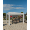 Prefab Pavilion With Electric Curtain, Aluminum Gazebo With Sunshade, Garden Kiosk With Roller Blind