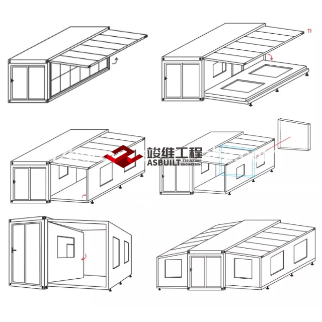 Expandable Container House for Living Home with 2 Bedrooms, Smart House in Expansion Box