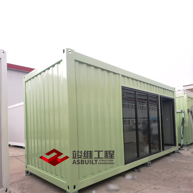 Corrugated Flatpack Container House Cabin With Big Wave Insulated Sandwich Panel and Glass Window As Green Living Home