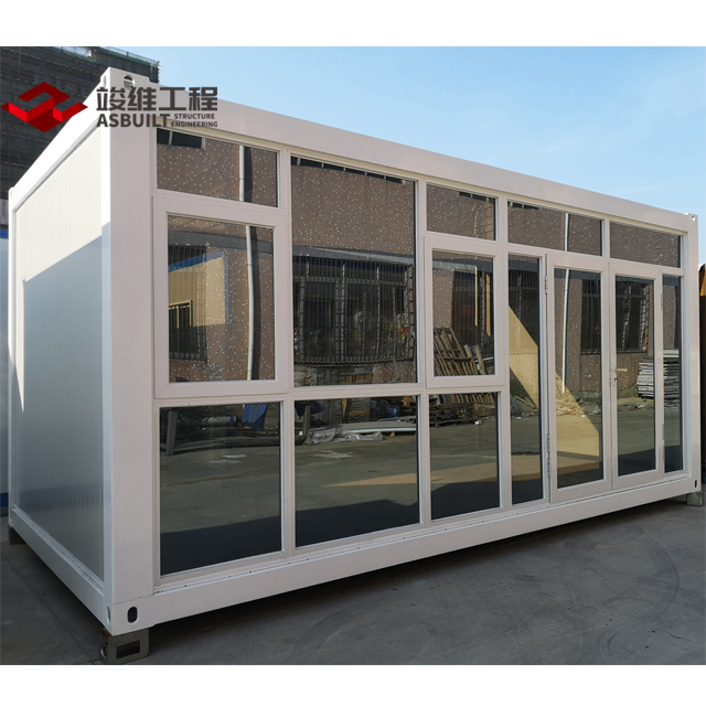 Modular Container Home with Full Glass Curtain Wall for Living