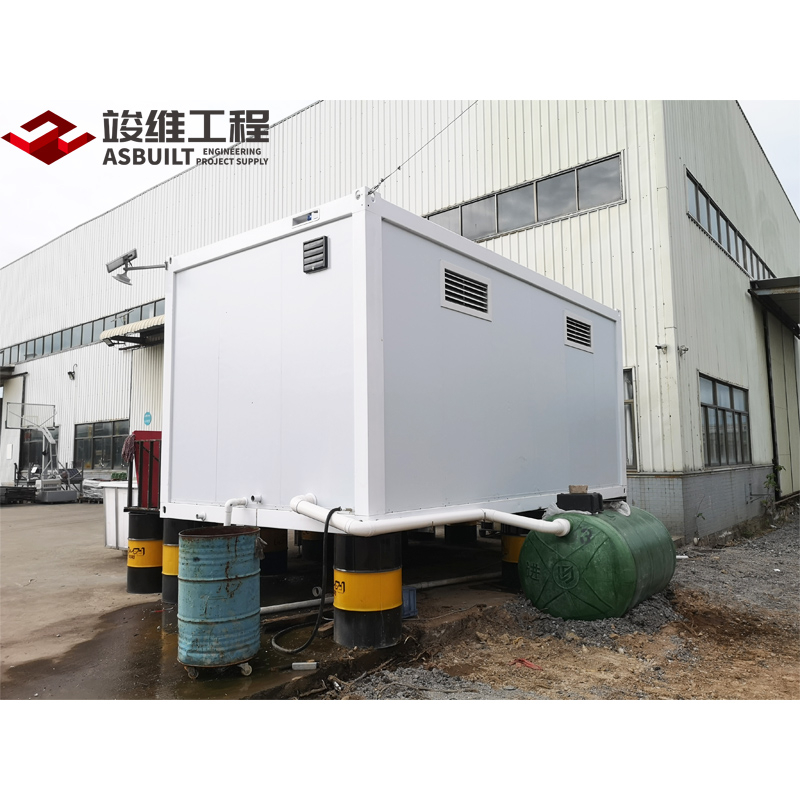 Flatpack Container Cabin As Movable Toilet With Water Tank & Sewage Dirt Box